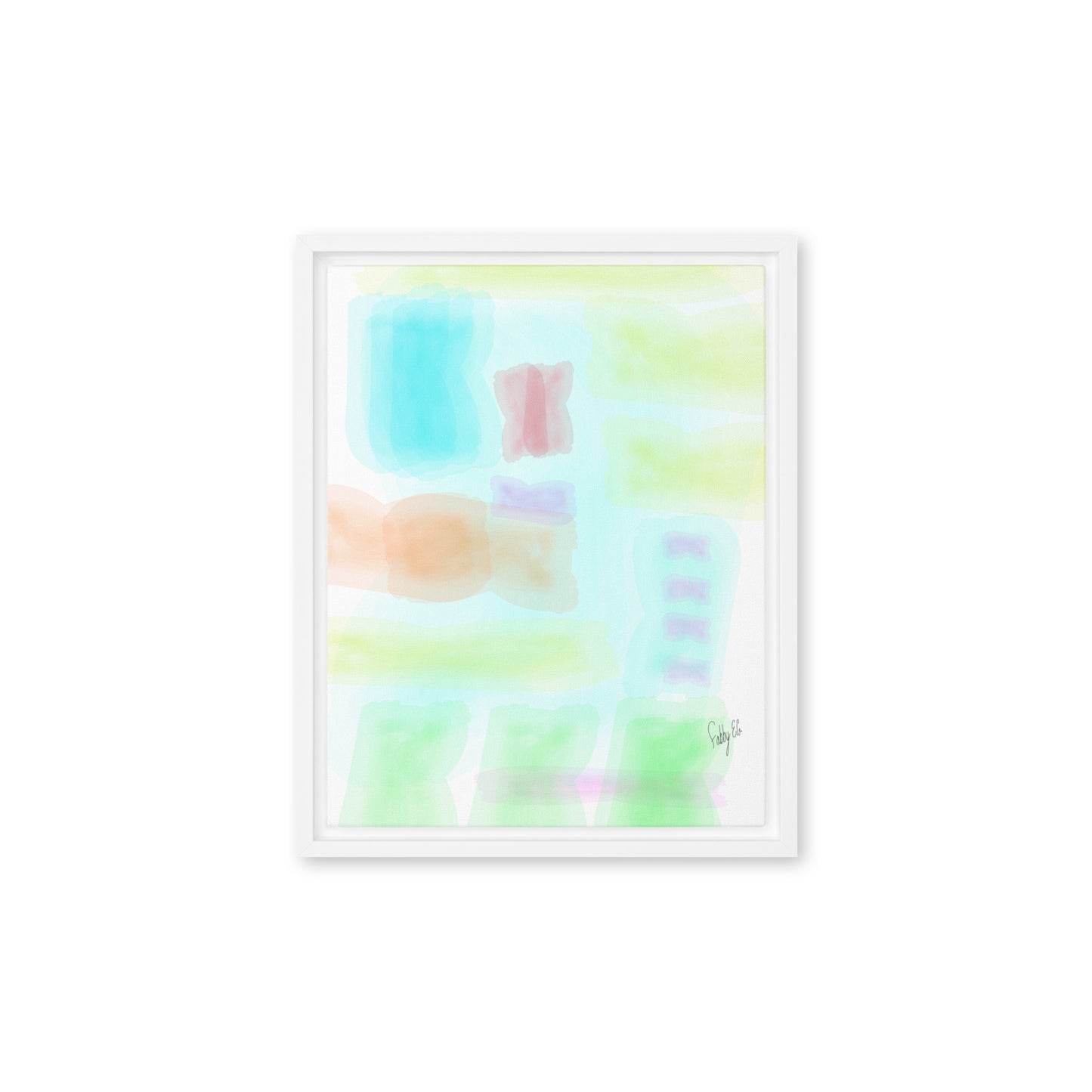 Watercolor abstract framed canvas