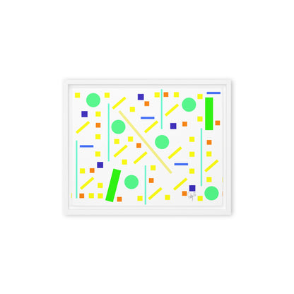 Squares and petite rectangles (white) framed canvas