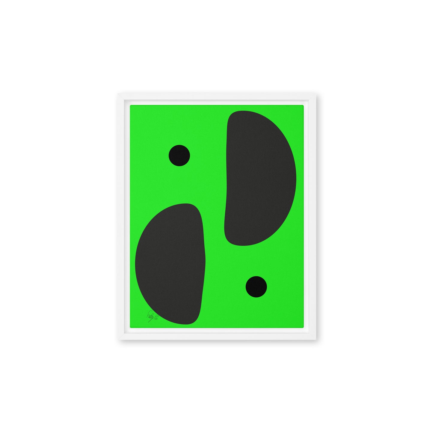 Mirror effect dots green framed canvas