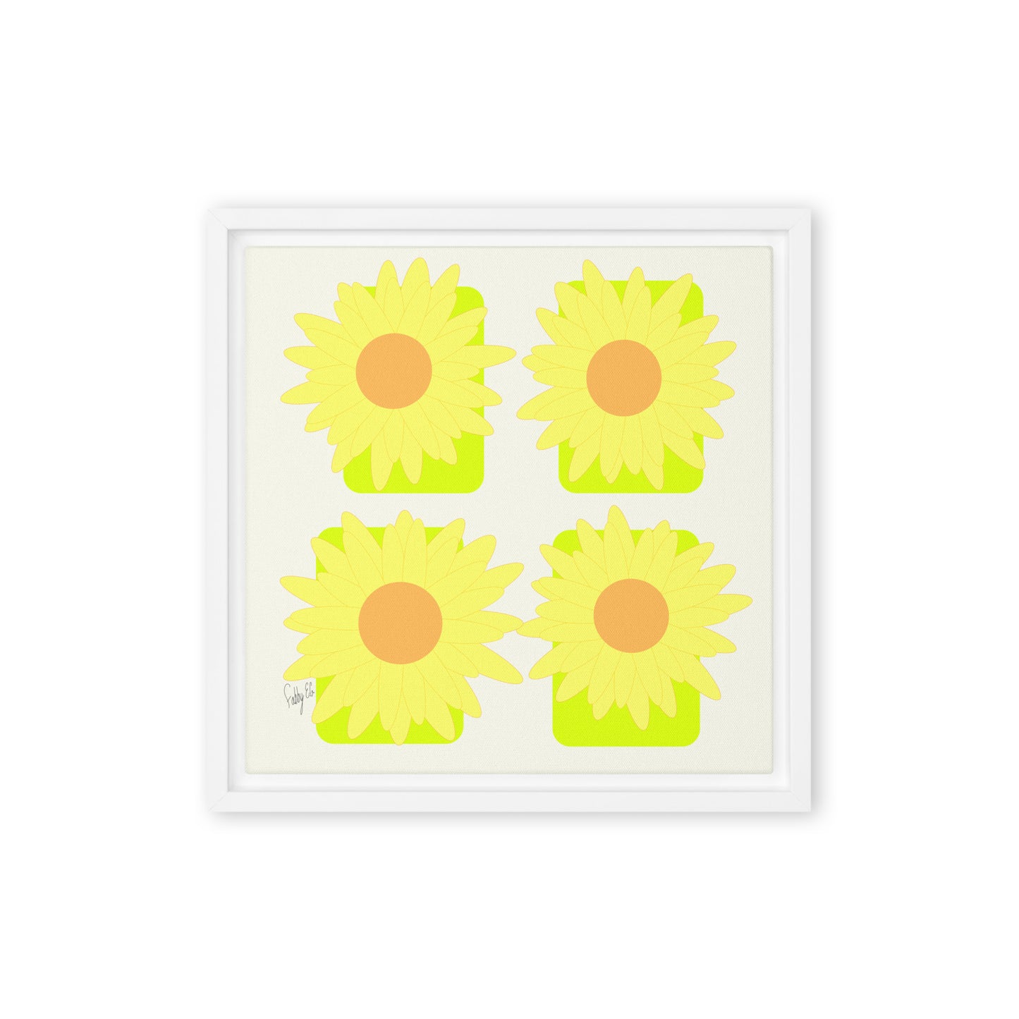 Sunflower squares framed canvas