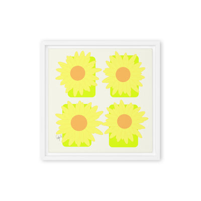 Sunflower squares framed canvas