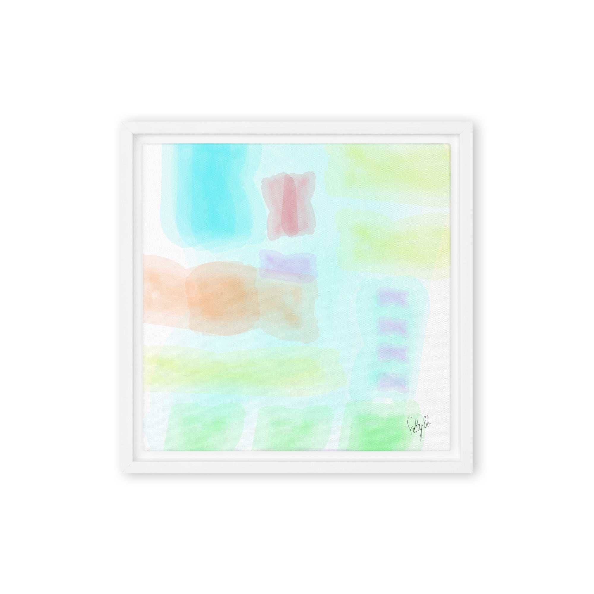 Watercolor abstract framed canvas