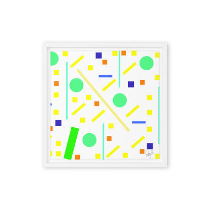 Squares and petite rectangles (white) framed canvas