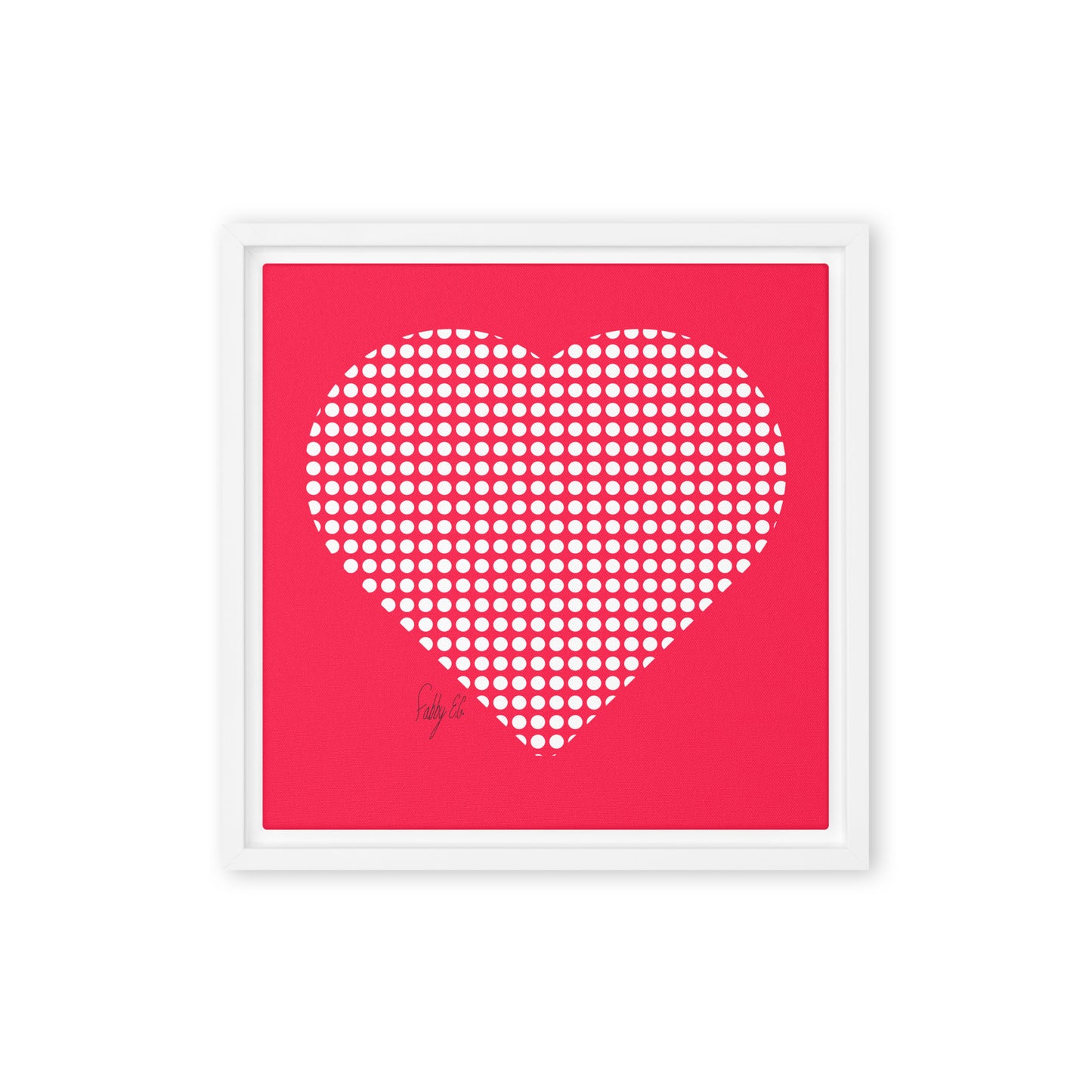 In love (dotted heart) framed canvas