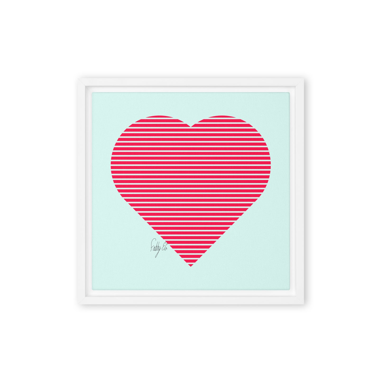 In love (passion heart stripes) framed canvas