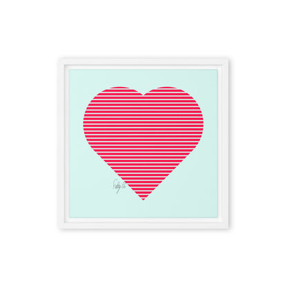 In love (passion heart stripes) framed canvas