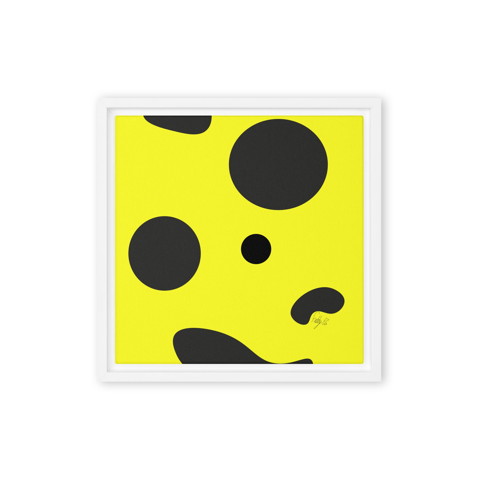 Dots yellow framed canvas