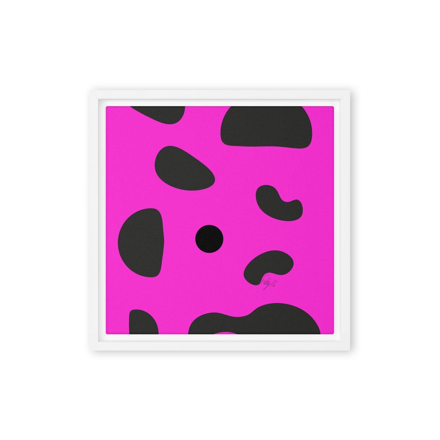 Dots pink framed canvas