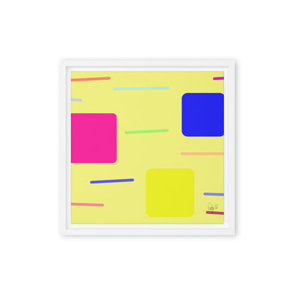 Time zone in a square yellow framed canvas