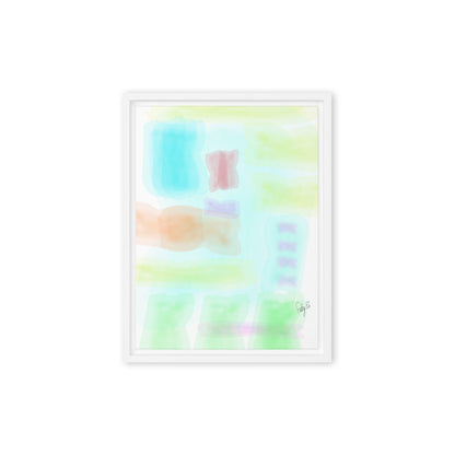 Watercolor abstract framed canvas