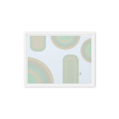 Neutral patterns blue framed canvas