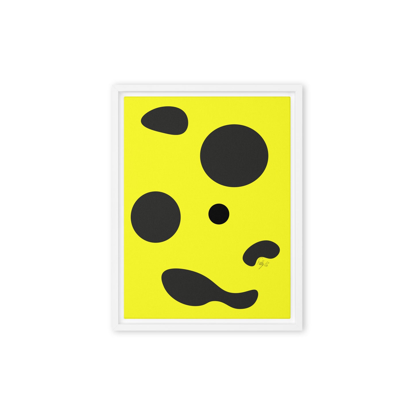 Dots yellow framed canvas