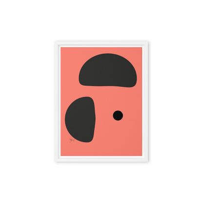 Opposite dots salmon framed canvas