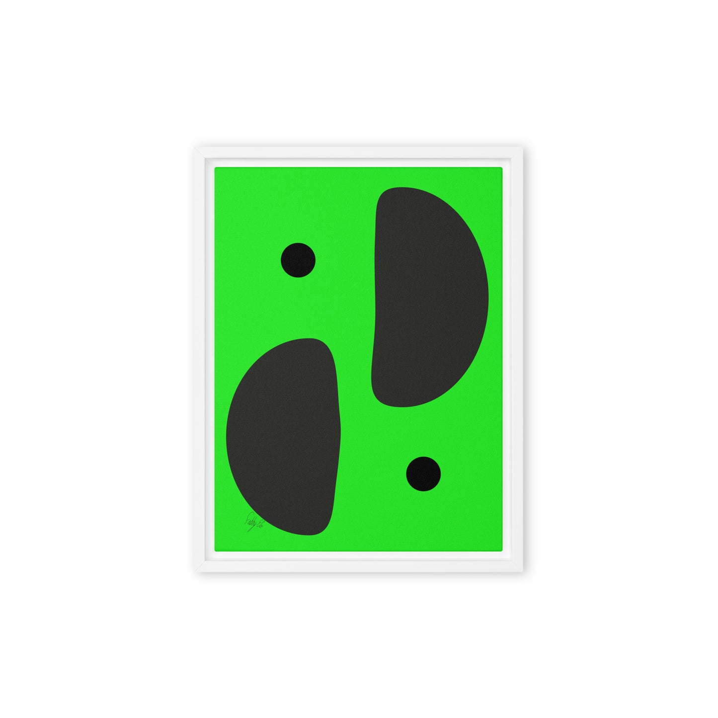 Mirror effect dots green framed canvas