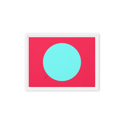 Circling around pink framed canvas