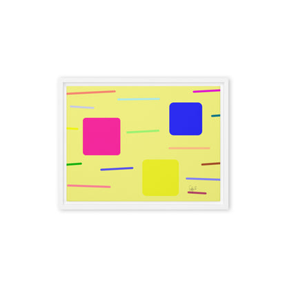 Time zone in a square yellow framed canvas