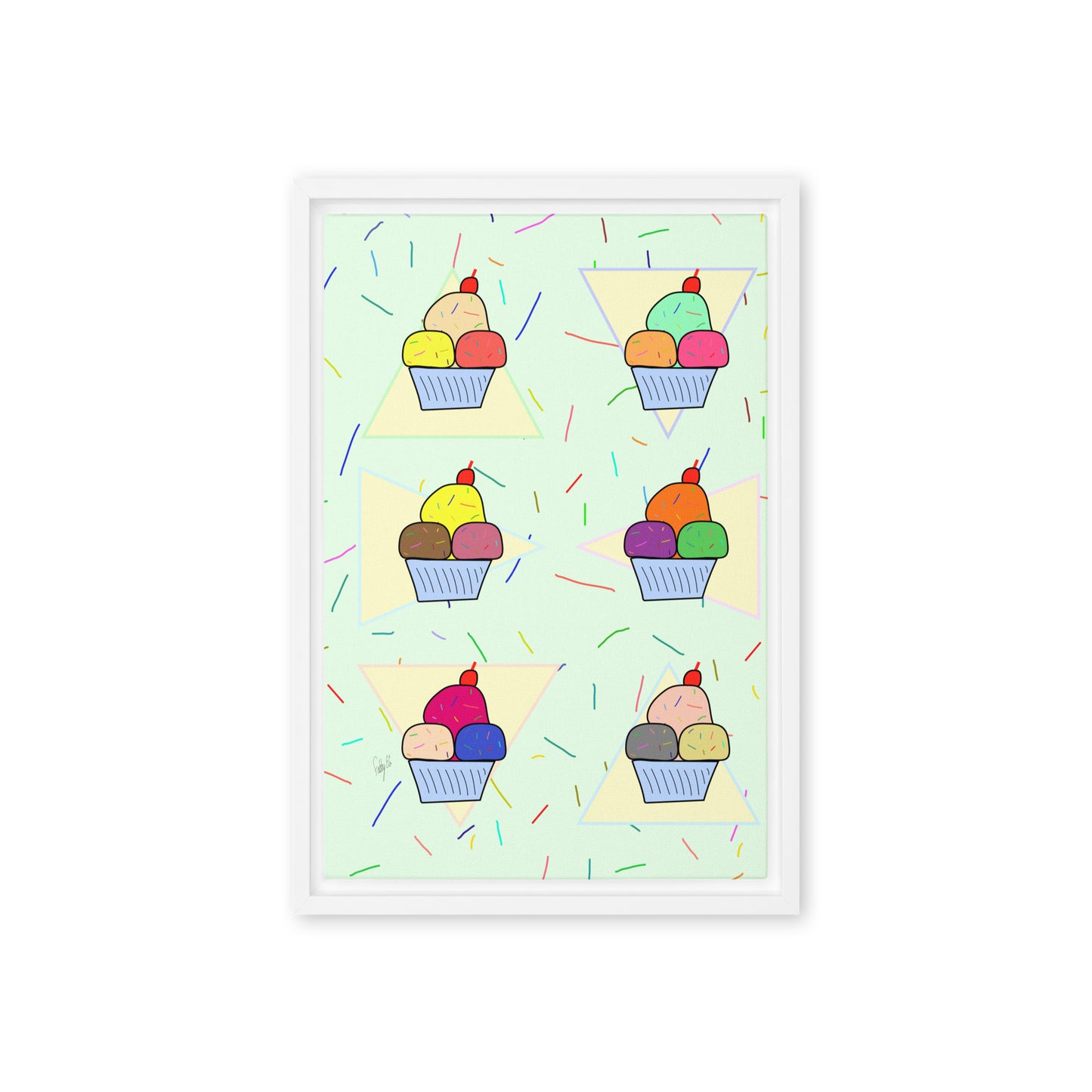 Ice cream time framed canvas