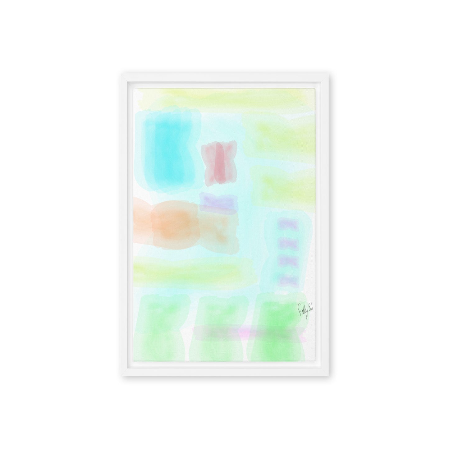 Watercolor abstract framed canvas