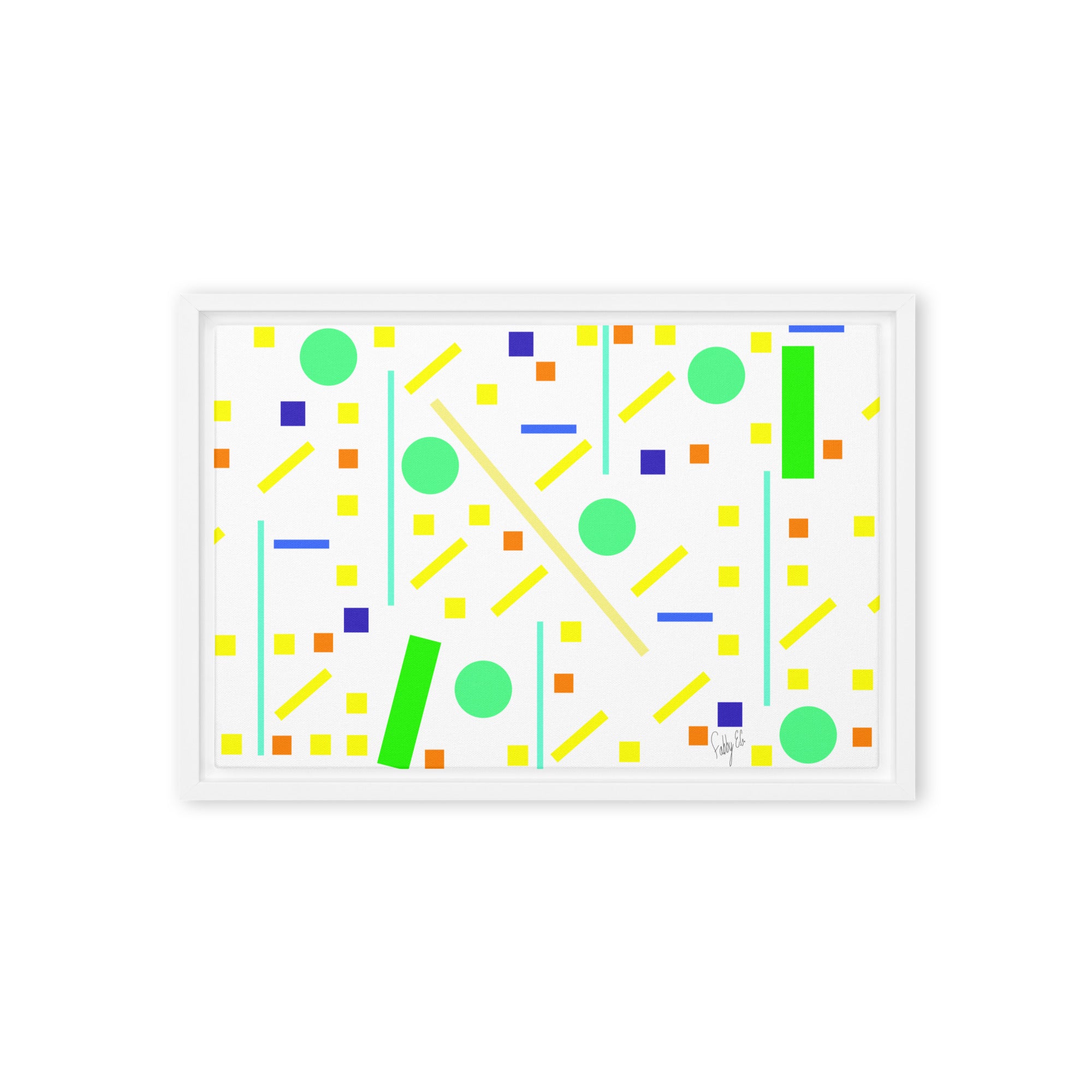Squares and petite rectangles (white) framed canvas