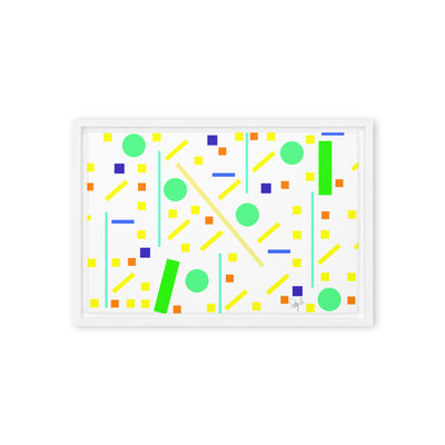 Squares and petite rectangles (white) framed canvas