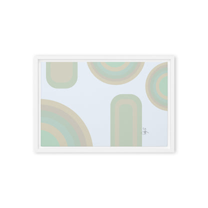 Neutral patterns blue framed canvas