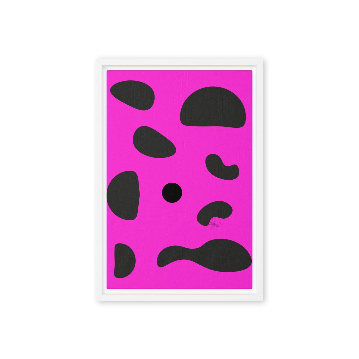 Dots pink framed canvas