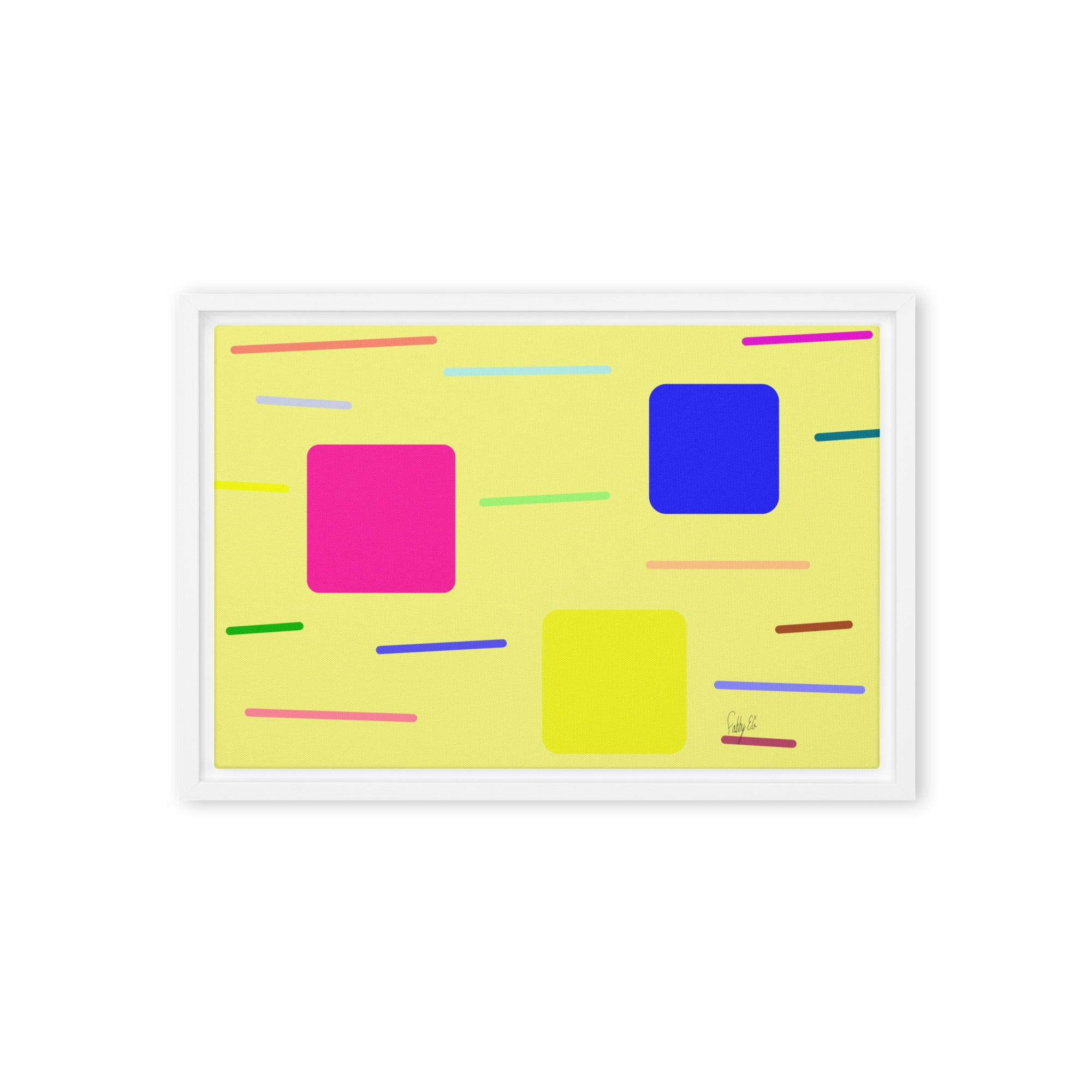 Time zone in a square yellow framed canvas
