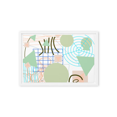 Triangular green circles framed canvas