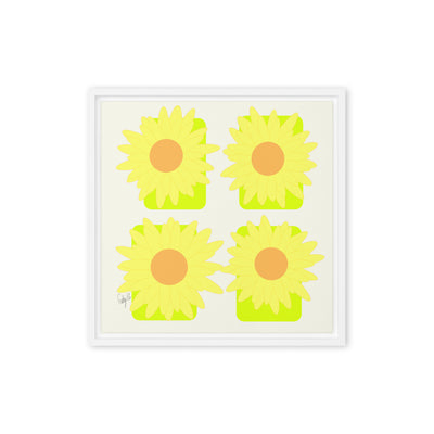 Sunflower squares framed canvas