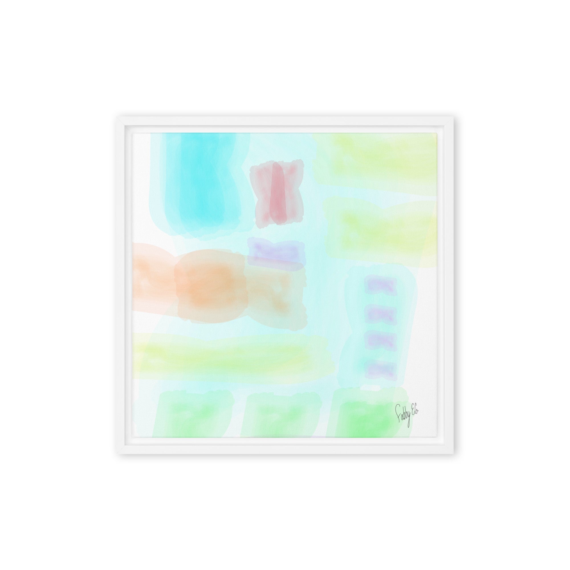 Watercolor abstract framed canvas