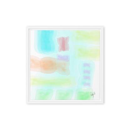 Watercolor abstract framed canvas