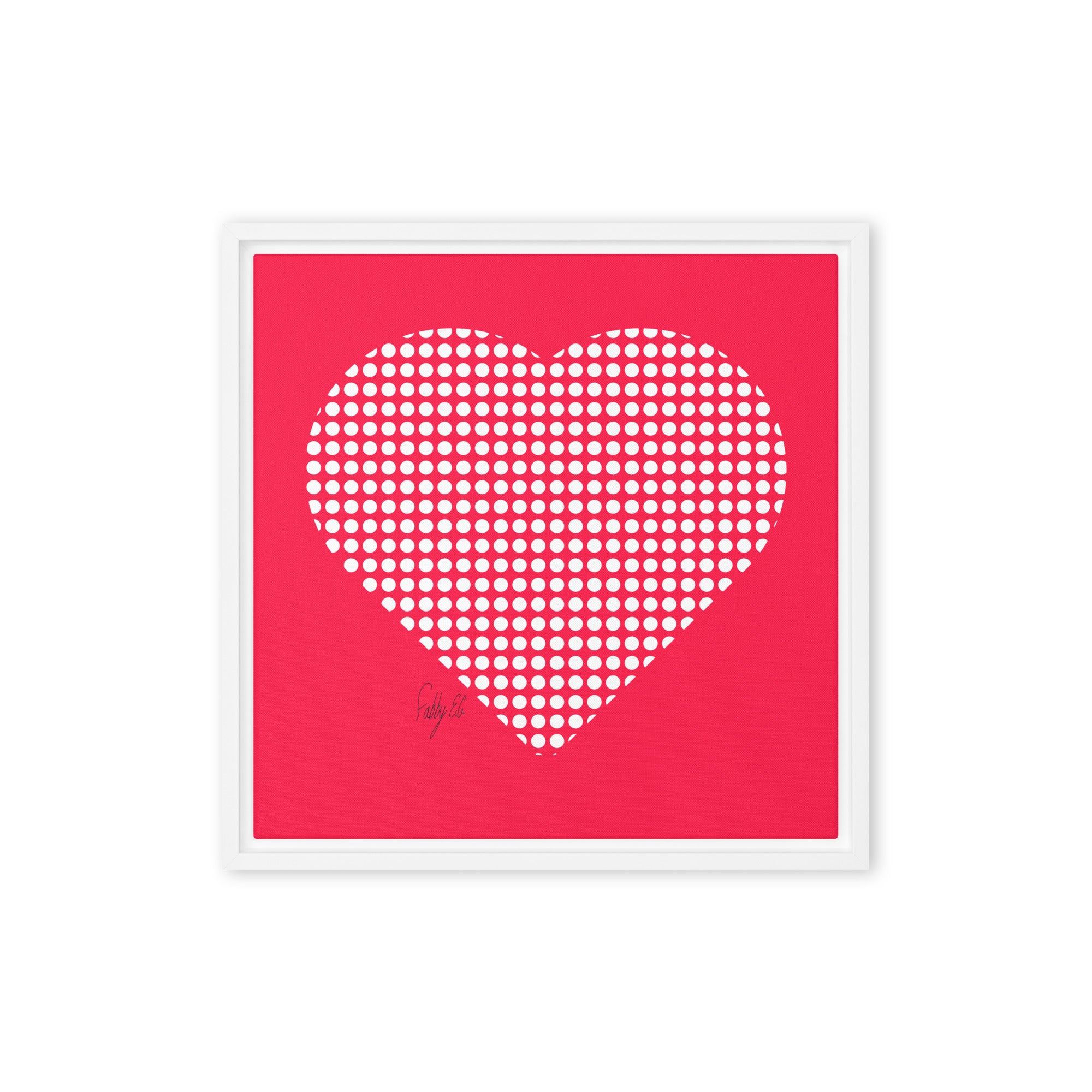 In love (dotted heart) framed canvas
