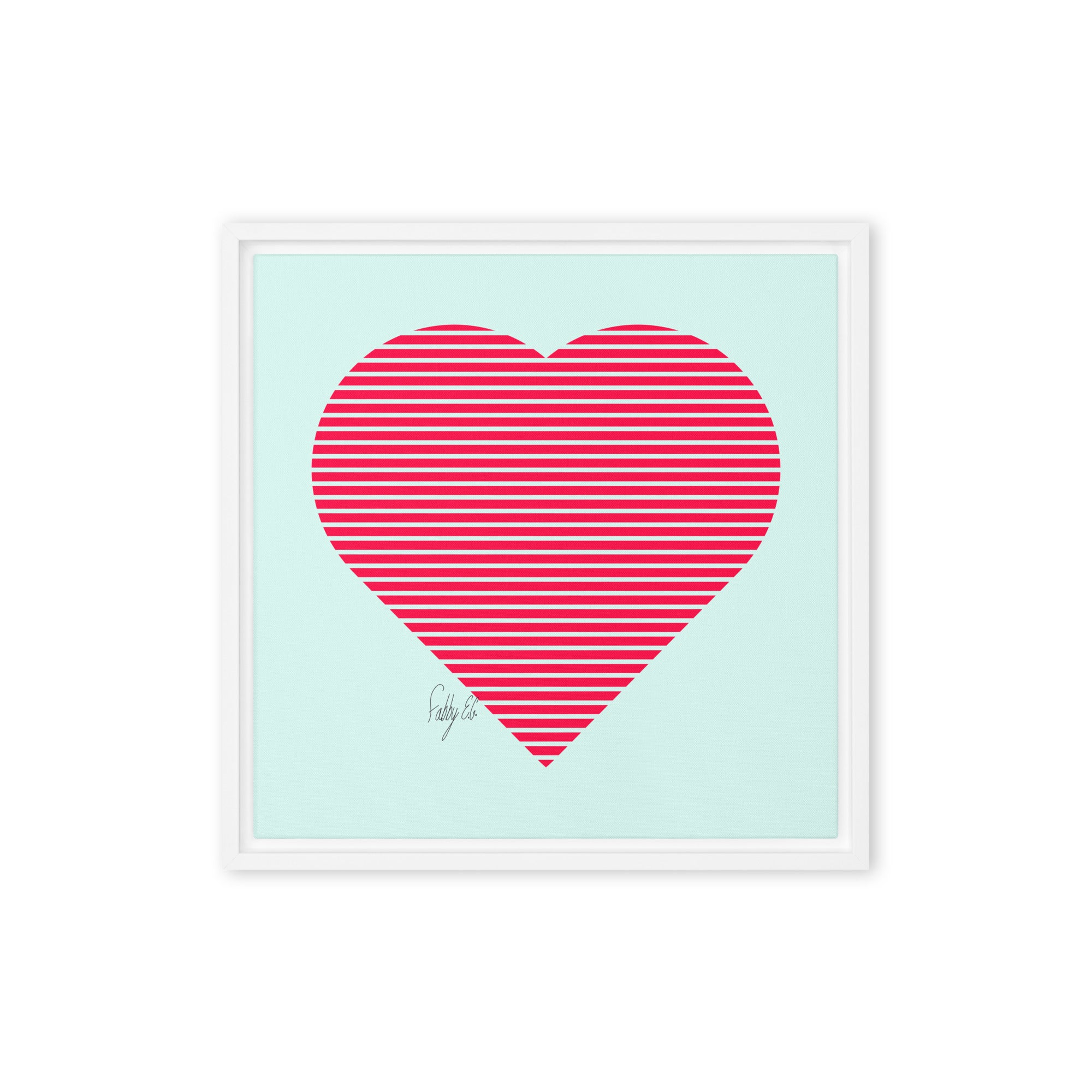 In love (passion heart stripes) framed canvas