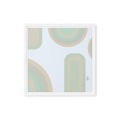 Neutral patterns blue framed canvas