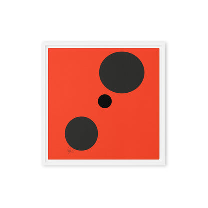 Dots orange framed canvas