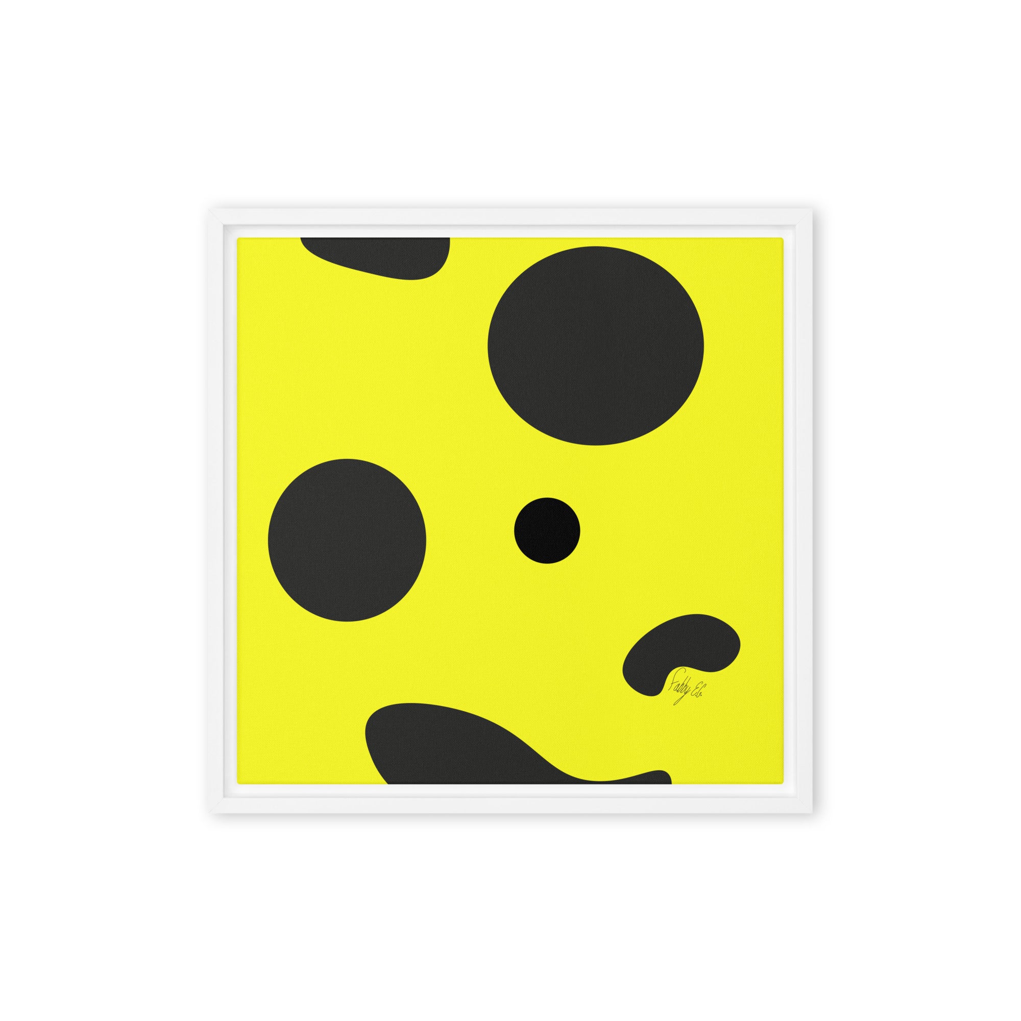 Dots yellow framed canvas