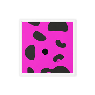 Dots pink framed canvas