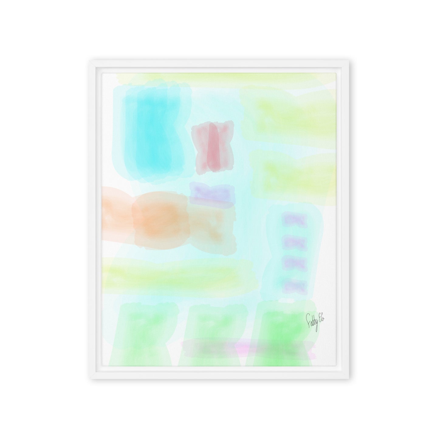 Watercolor abstract framed canvas