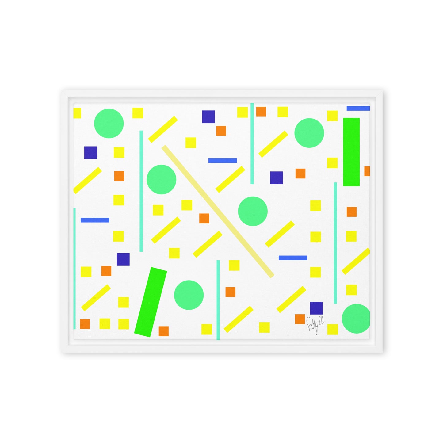 Squares and petite rectangles (white) framed canvas