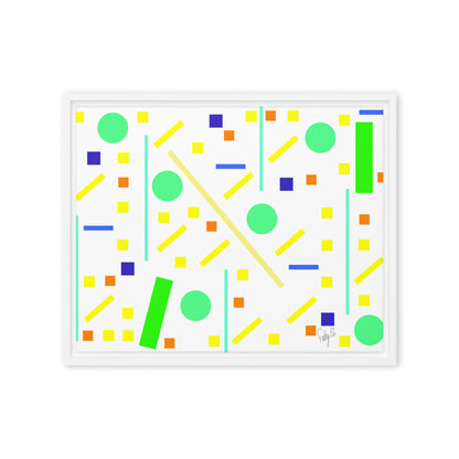 Squares and petite rectangles (white) framed canvas