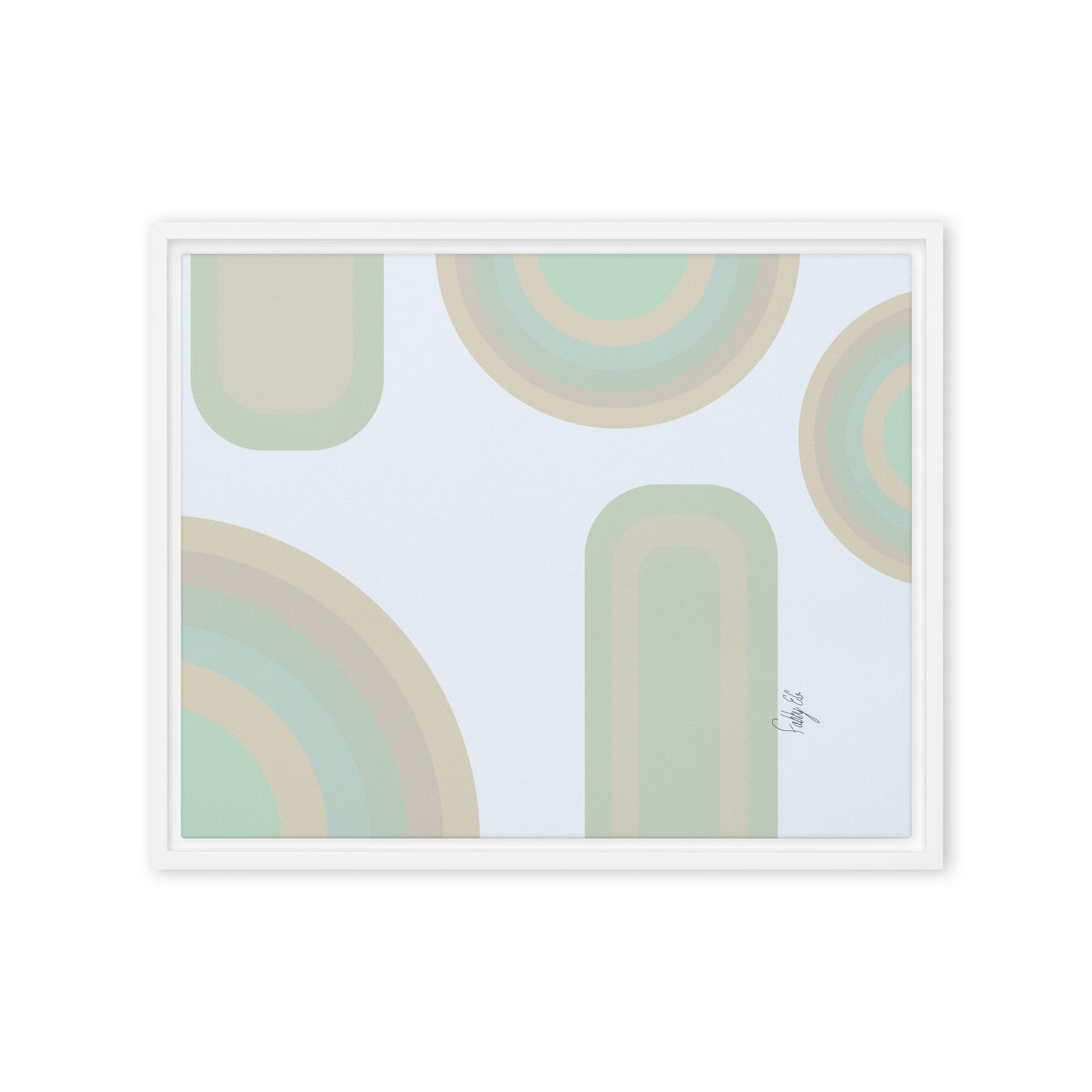 Neutral patterns blue framed canvas