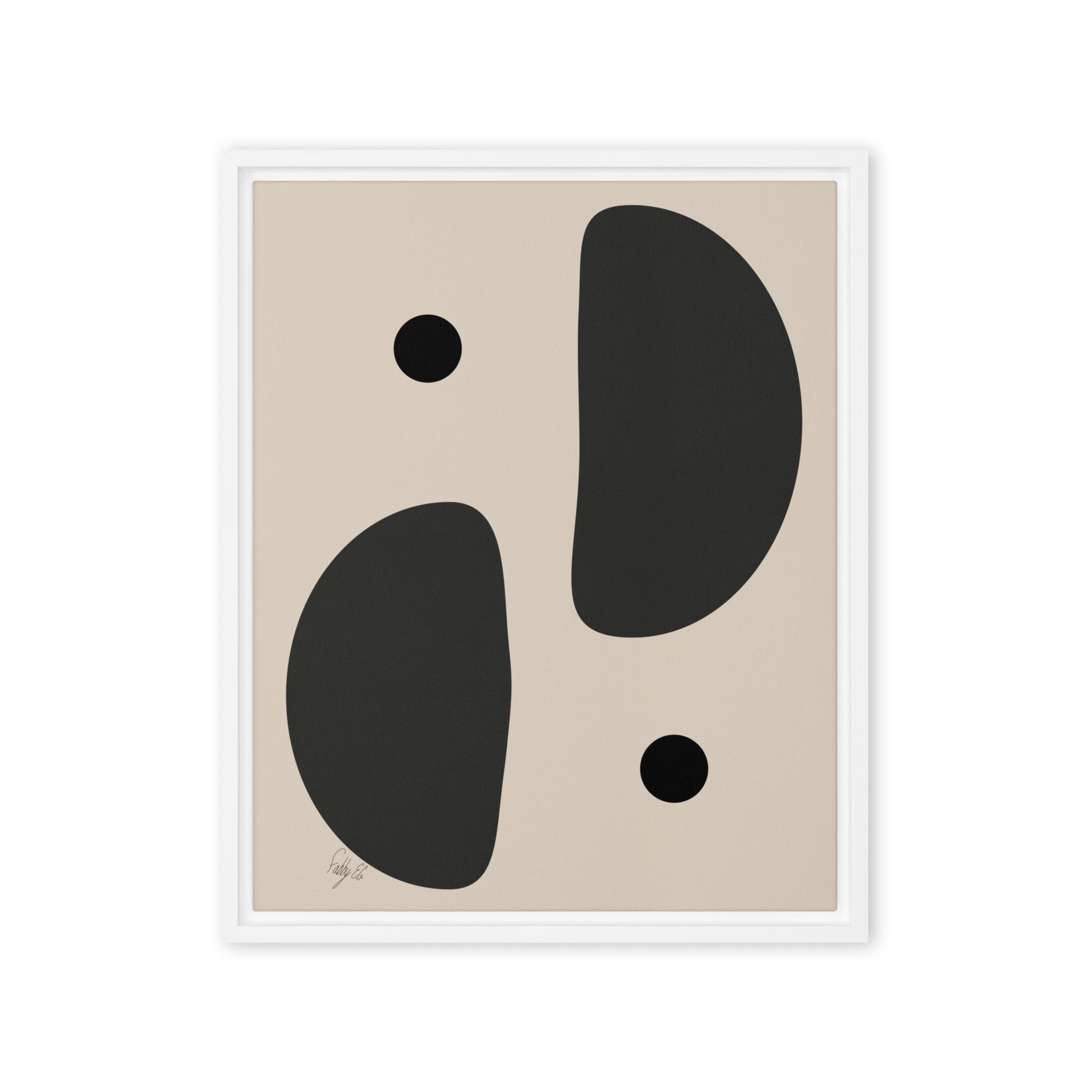 Mirror effect dots pale framed canvas