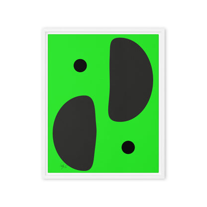 Mirror effect dots green framed canvas