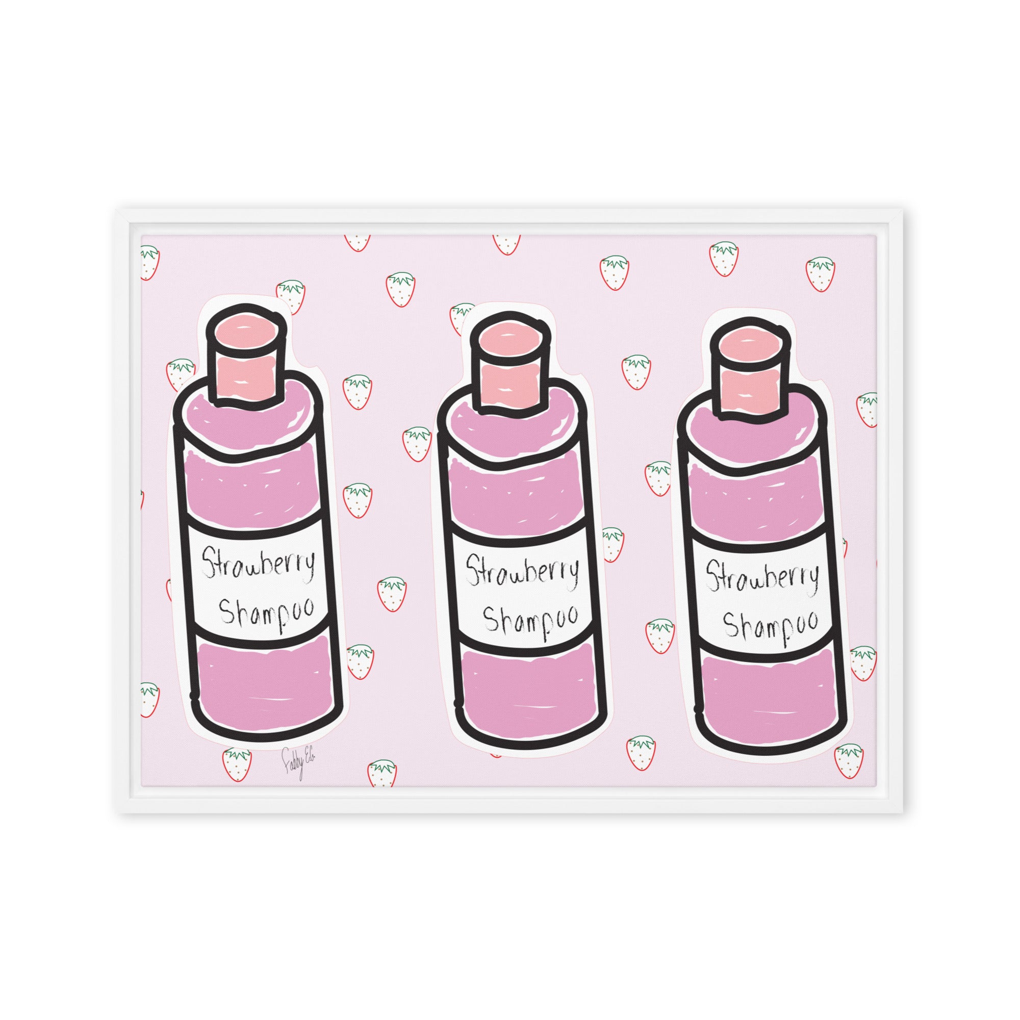 Strawberry shampoo framed canvas