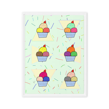 Ice cream time framed canvas