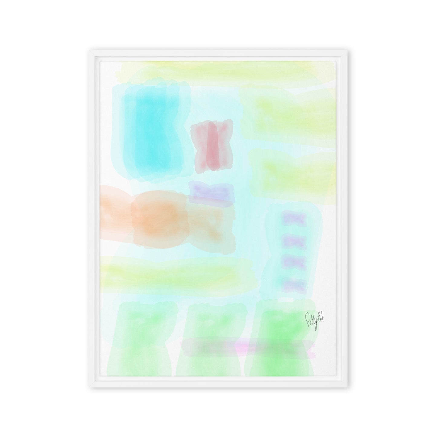 Watercolor abstract framed canvas