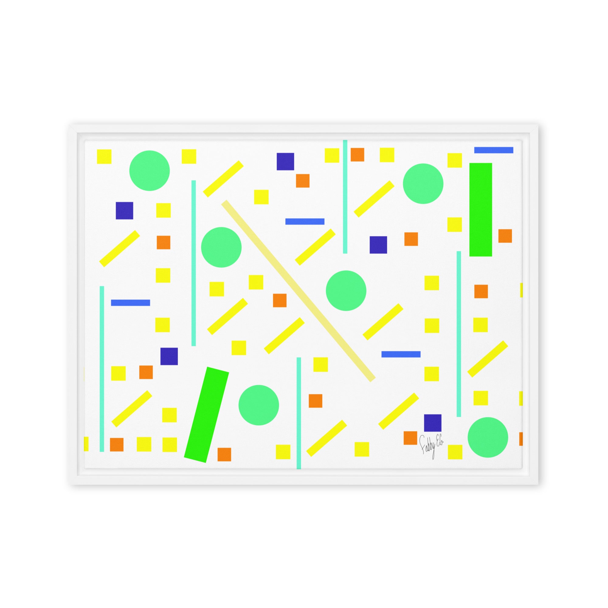 Squares and petite rectangles (white) framed canvas
