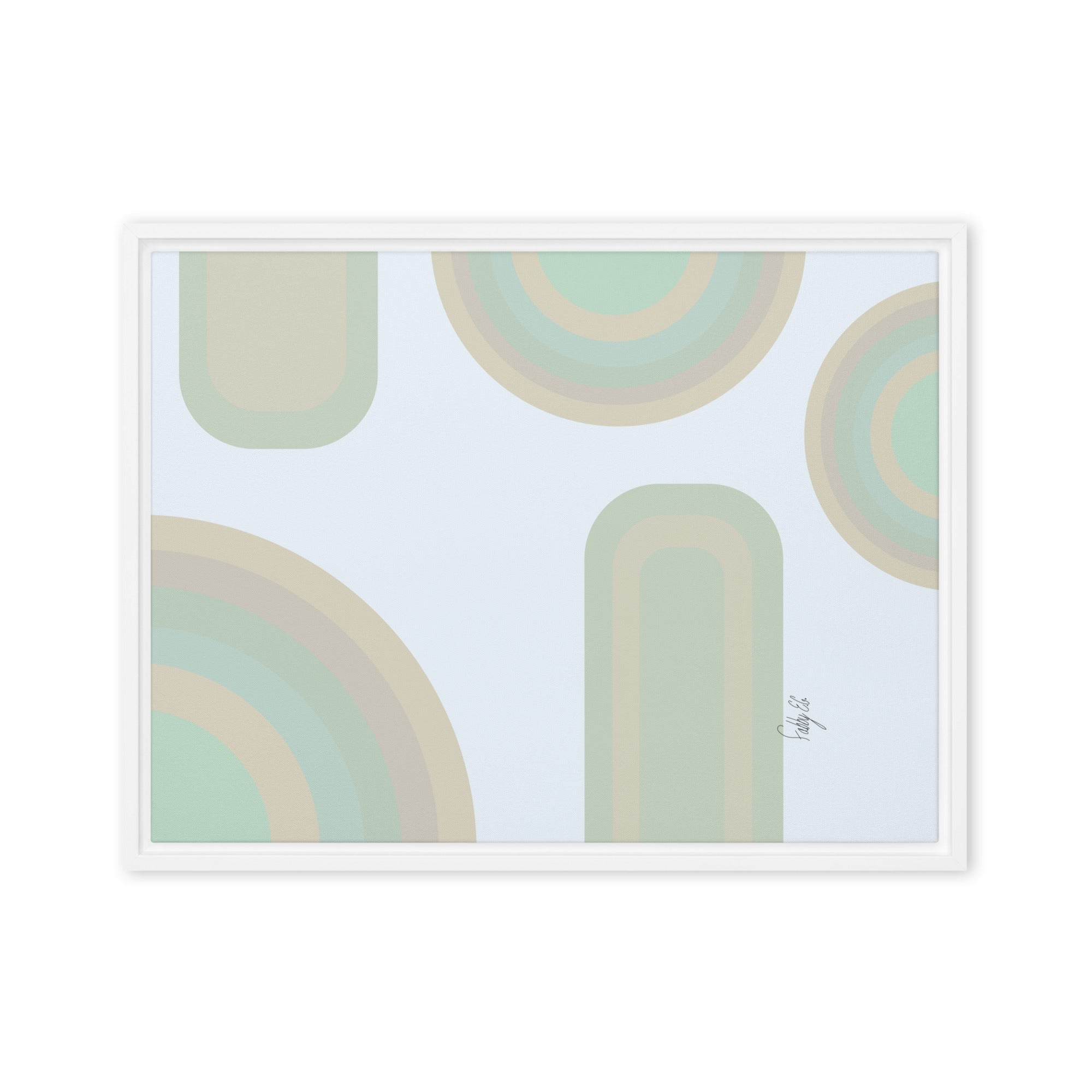 Neutral patterns blue framed canvas