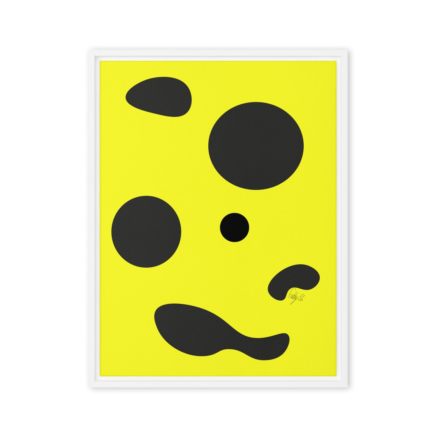 Dots yellow framed canvas