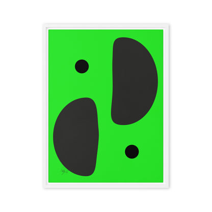 Mirror effect dots green framed canvas